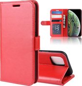 R64 textuur enkele vouw horizontale flip lederen case voor iPhone 11 Pro, met houder & kaartsleuven & portemonnee (rood)