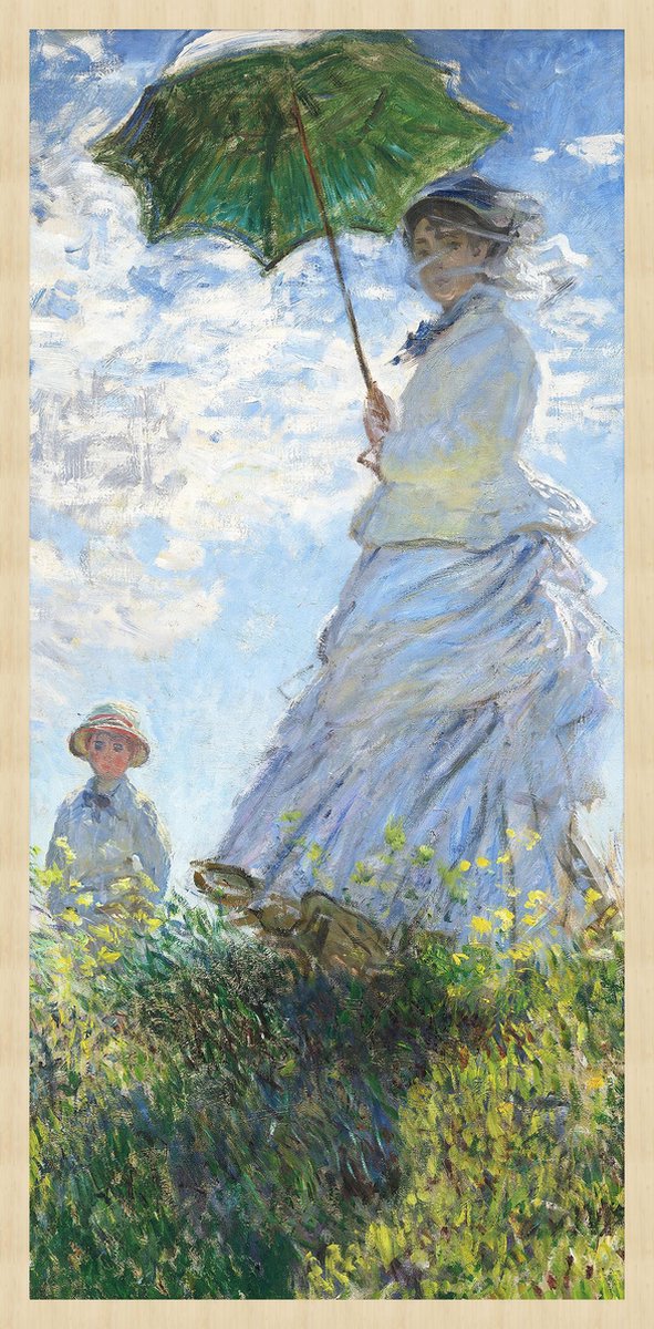 Schilderij - vrouw met parasol - Collectie ART Facsimile - Forex met blanke lijst - 48x98cm