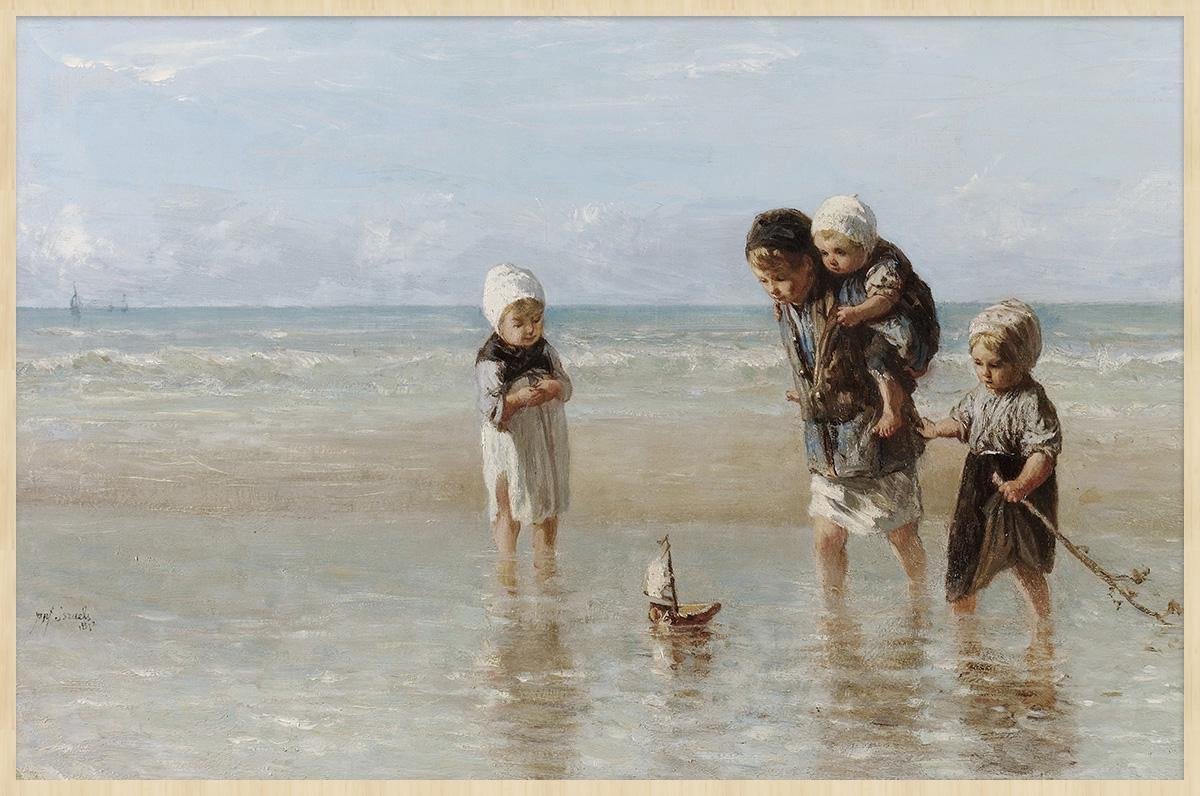 Schilderij - kinderen der zee - Jozes Israéls - Collectie ART Facsimile - Forex met blanke lijst - 148x98cm
