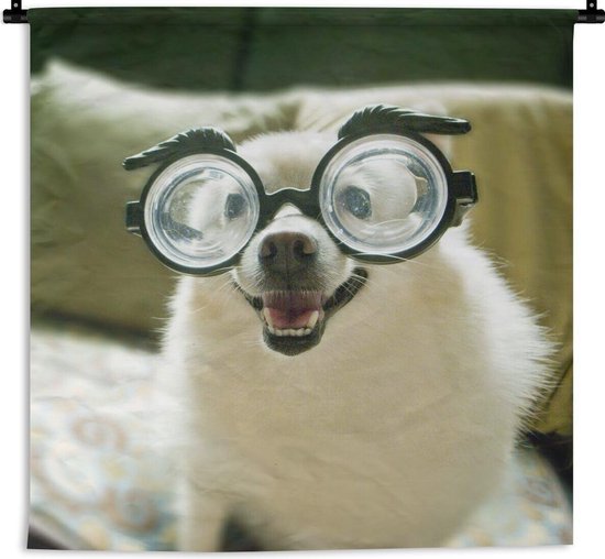 Tapisserie Animal Day - Chien avec des lunettes Tapisserie coton 60x60 cm -  Tapisserie... | bol.com