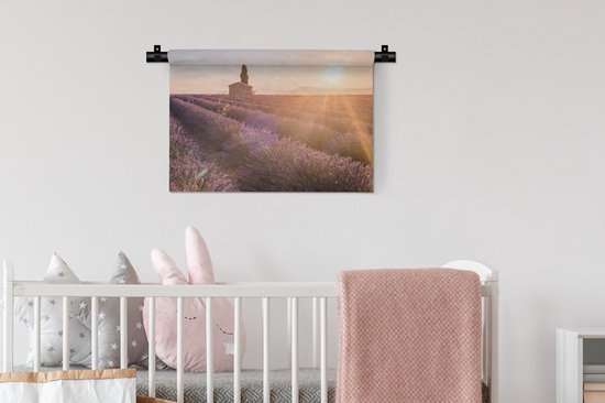 Tapisserie De lavande - Lever de soleil sur un champ de lavande Tapisserie coton 60x40 cm - Tapisserie avec photo