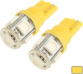 T10 geel 5 LED 5050 SMD autosignaal gloeilamp (paar) (geel)