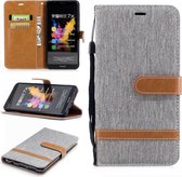 Kleurafstemming Denim Texture Leather Case voor Huawei Honor 7X, met houder & kaartsleuven & portemonnee & lanyard (grijs)