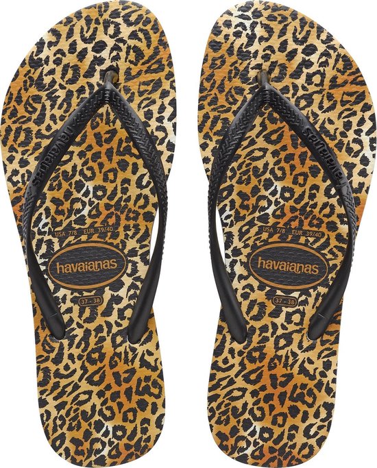 Havaianas Slim Leopard Dames Slippers - Black/Black - Maat 37/38 - Havaianas