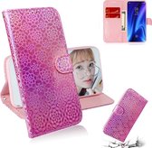 Voor xiaomi redmi k20 / k20 pro effen kleur kleurrijke magnetische gesp horizontale flip pu lederen case met houder & kaartsleuven & portemonnee & lanyard (roze)