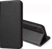 Dermis Texture PU horizontale flip lederen case voor iPhone XS Max, met houder & kaartsleuven & portemonnee (zwart)