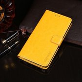 Voor iphone xs max idewei gek paard textuur horizontale flip lederen tas met houder en kaartsleuven en portemonnee (geel)