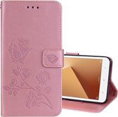 Voor Geschikt voor Xiaomi Redmi Note 5A Lage toewijzing (geen vingerafdrukgaten) Rose reliÃ«f horizontaal Flip milieu PU lederen tas met houder & kaartsleuven & portemonnee (Rose G