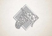 Line Art - Paard 3 met achtergrond - S - 45x46cm - Wit - geometrische wanddecoratie