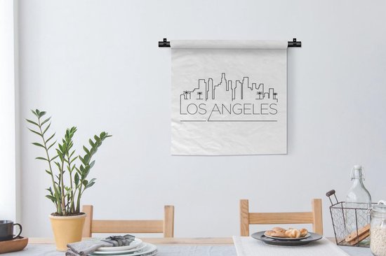 Tapisserie Villes du monde - Skyline Los Angeles blanc Tapisserie en coton 60x60 cm - Tapisserie avec photo