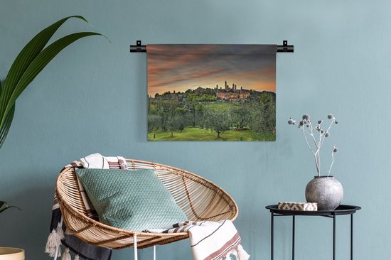 Tapisserie San Gimignano - La ville européenne de San Gimignano en Italie Tapisserie en coton 60x45 cm - Tapisserie avec photo