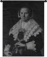 Wandkleed Frans Hals - Portret van een vrouw - Frans Hals Wandkleed katoen 120x160 cm - Wandtapijt met foto XXL / Groot formaat!