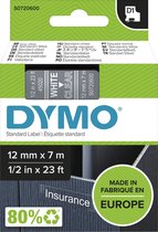 DYMO D1 - Standard Étiquettes - Blanc sur transparent - 12mm x 7m