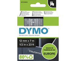 DYMO originele D1 labels | Witte Tekst op Doorzichtig Label | 12 mm x 7 m | zelfklevende etiketten voor de LabelManager labelprinter | gemaakt in Europa