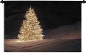 Wandkleed Kerst - Een verlichtte kerstboom tijdens de nacht Wandkleed katoen 90x60 cm - Wandtapijt met foto