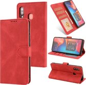 Voor Samsung Galaxy A20 / A30 Fantasie Klassiek Huidgevoel Kalfsleer Textuur Magnetische gesp Horizontale Flip PU lederen tas met houder & kaartsleuf & portemonnee (rood)