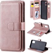 Voor Samsung Galaxy A41 multifunctionele magnetische koperen gesp horizontale flip effen kleur lederen tas met 10 kaartsleuven & portemonnee & houder & fotolijst (rose goud)
