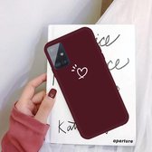 Voor Galaxy A71 Love Heart Pattern Frosted TPU beschermhoes (wijnrood)