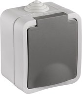 Bol.com Q-Link Enkelvoudig Buitenstopcontact – Opbouw Stopcontact – IP54 Spatwaterdicht – Wandcontactdoos – Grijs aanbieding