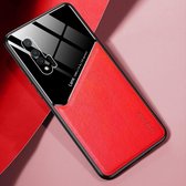 Voor Huawei nova 6 All-inclusive leer + organisch glas beschermhoes met metalen ijzeren plaat (rood)