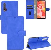 Voor Huawei nova 6 5G Effen Kleur Huid Voel Magnetische Gesp Horizontale Flip Kalf Textuur PU Lederen Case met Houder & Kaartsleuven & Portemonnee (Blauw)