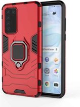 Voor Huawei P40 PC + TPU schokbestendige beschermhoes met magnetische ringhouder (rood)