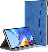 Voor Lenovo Tab M10 Plus Marmeren Doek Textuur Horizontale Flip Leren Case met Kaartsleuf & Houder (Donkerblauw)