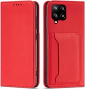 Voor Samsung Galaxy A12 5G Sterk magnetisme Vloeibaar gevoel Horizontale flip lederen tas met houder & kaartsleuven en portemonnee (rood)