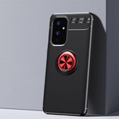 Voor OnePlus 9 metalen ringhouder 360 graden roterende TPU-hoes (zwart + rood)