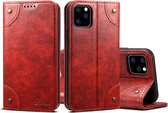 Voor iPhone 11 Pro Max barokke eenvoudige horizontale lederen flip-hoes, met houder en kaartsleuven en portemonnee (rood)