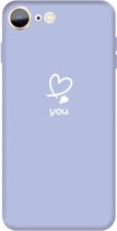 Voor iPhone SE 2020/8/7 Love-heart Letter Pattern Colorful Frosted TPU telefoon beschermhoes (lichtpaars)