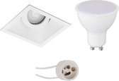 LED Spot Set - Prima Zano Pro - GU10 Fitting - Inbouw Vierkant - Mat Wit - 8W - Natuurlijk Wit 4200K - Kantelbaar - 93mm