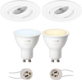 PHILIPS HUE - LED Spot Set GU10 - White Ambiance - Bluetooth - Prima Alpin Pro - Inbouw Rond - Mat Wit - Kantelbaar Ø92mm