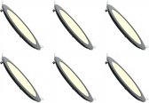 LED Downlight Slim 6 Pack - Inbouw Rond 6W - Dimbaar - Warm Wit 3000K - Mat Zwart Aluminium - Ø120mm