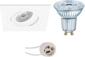 OSRAM - LED Spot Set - Parathom PAR16 927 36D - Prima Borny Pro - GU10 Fitting - Dimbaar - Inbouw Vierkant - Mat Wit - 3.7W - Warm Wit 2700K - Kantelbaar - 92mm