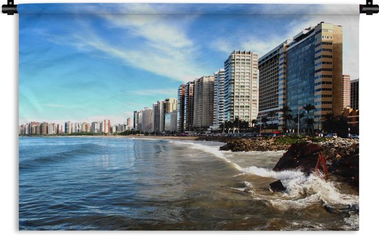 Wandkleed Fortaleza - Golven over de rotsen bij Fortaleza in Brazilië Wandkleed katoen 90x60 cm - Wandtapijt met foto
