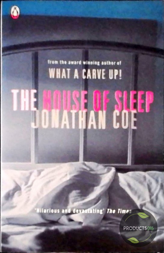 Boek "The House of Sleep" van Jonathan Coe, met op de cover een bed met witte lakens.