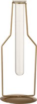 J-Line Vaasje 1 Tube Fles Metaal/Glas Goud Small - Bloemenvaas 26 cm hoog