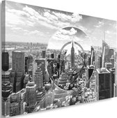 Schilderij Wolkenkrabber Abstract, NYC, 2 maten, zwart-wit, Premium print