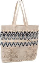 J-Line Strandtas Denim Katoen Blauw/Wit