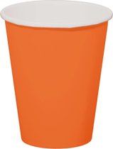 24x stuks drinkbekers van papier oranje 350 ml - Uni kleuren thema voor verjaardag of feestje