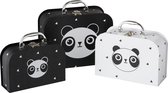 J-Line Set Van 3 Koffers Panda Papier Zwart/Wit