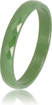 My Bendel - Keramieken ring facet geslepen groen 3mm - Keramieke mooi blijvende groene ring - Onbreekbaar - Met luxe cadeauverpakking