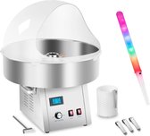 Suikerspinmachine set met LED sticks - spatbescherming - vangnet - 62 cm - 1500 W