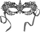 dressforfun - Zwart kanten masker misteriosa - verkleedkleding kostuum halloween verkleden feestkleding carnavalskleding carnaval feestkledij partykleding - 303520