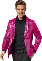dressforfun - Paillettenjas heren pink M - verkleedkleding kostuum halloween verkleden feestkleding carnavalskleding carnaval feestkledij partykleding - 303952