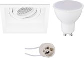 LED Spot Set - Igna - Primux Domy Pro - GU10 Fitting - Inbouw Vierkant - Mat Wit - 8W - Warm Wit 3000K - Verdiept - Kantelbaar - 105mm