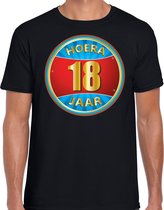 18e verjaardag cadeau t-shirt hoera 18 jaar zwart voor heren - verjaardagscadeau shirt XL