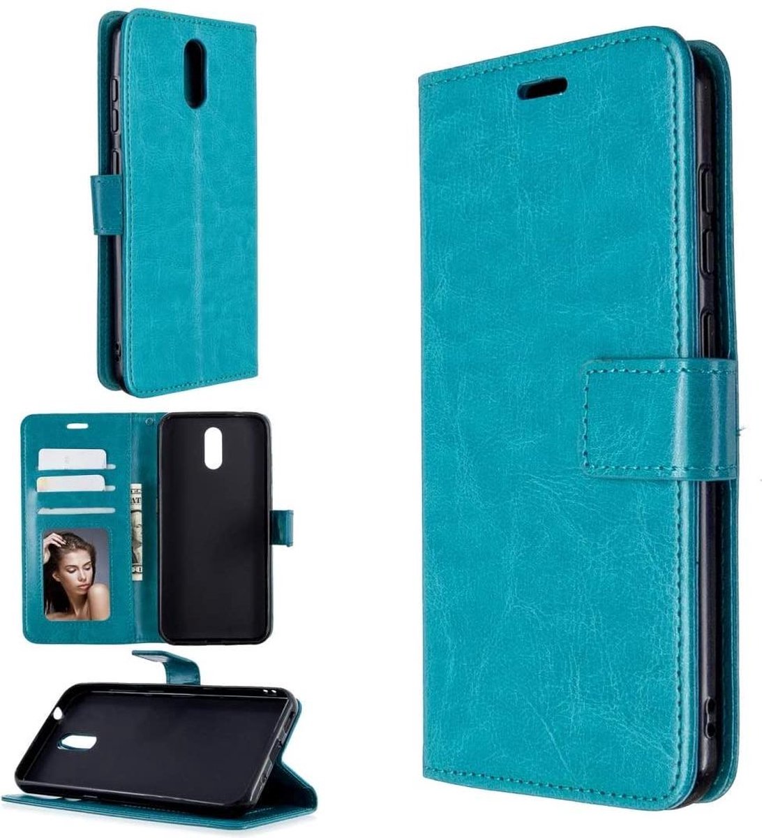 Portemonnee Book Case Hoesje Geschikt voor: Nokia 2.4 - turquoise