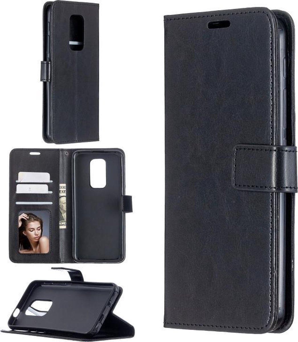 Portemonnee Book Case Hoesje Geschikt voor: Motorola Moto G9 Play & E7 Plus - zwart